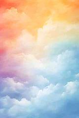 Foto op Canvas Couverture de livre nuages aux couleurs arc-en-ciel » IA générative © Maelgoa