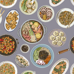 Chinese traditional cuisine seamless pattern