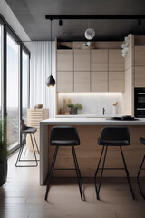 Nordic style kitchen interior in modern house.