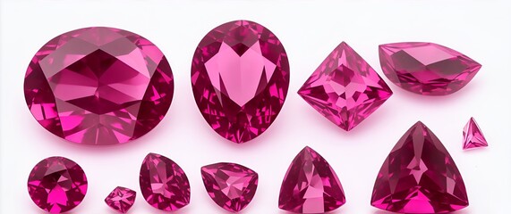 Fototapeta premium Collection of spinel gemstones, isolated objects, non overlapping from Generative AI
