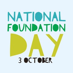 National foundation day 3 October international world about quotes letter card use for important events illustration write in beautiful words app website 