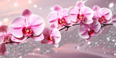 Beautiful Orchid Petals in a Pink Dreamscape Orchid Blooms in a Romantic Pink Setting Graceful...