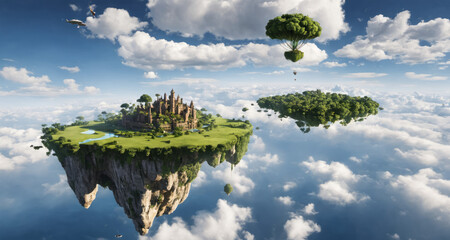 Obraz na płótnie Canvas Floating islands in sky