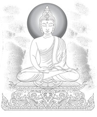 buddha line art continuous line drawing vector illustration.Drawing of a Buddha statue