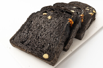 squid-ink Sandwich Loaf on white background