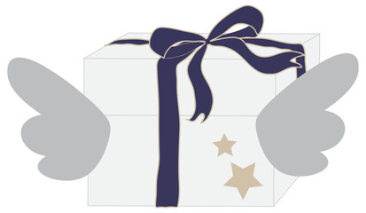 Shopping, package delivery.Gift Box and Confetti. Flat style special celebration, birthday party, Holiday design element for advertising banner of sale and other life events.