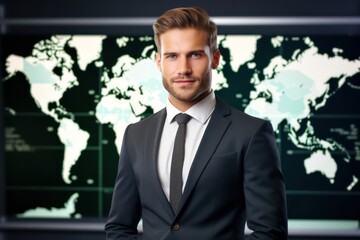 Caucasian Man Ceo Backdrop Scene Smart Looking Generative AI