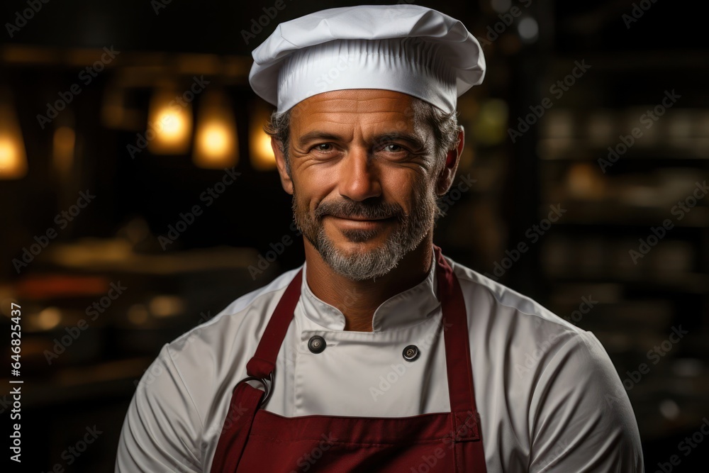 Poster caucasian man chef backdrop scene captivating generative ai