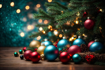 Fototapeta na wymiar Christmas decoration on abstract background