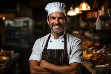 Caucasian Male Chef Background Captivating Generative AI