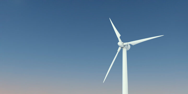 Wind turbine at blue sky.