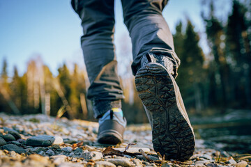 Men's foot steps in the wild