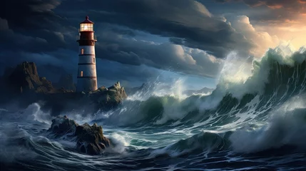 Rolgordijnen Imagine a breathtaking scene of a majestic lighthouse © Davidoff