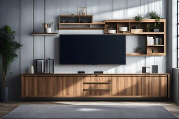 Cabinet TV, Shelf in modern room, minimal design