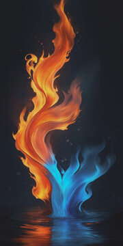 background with fire and water