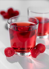 Raspberry drink in a high key