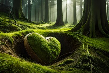 green moss on the tree