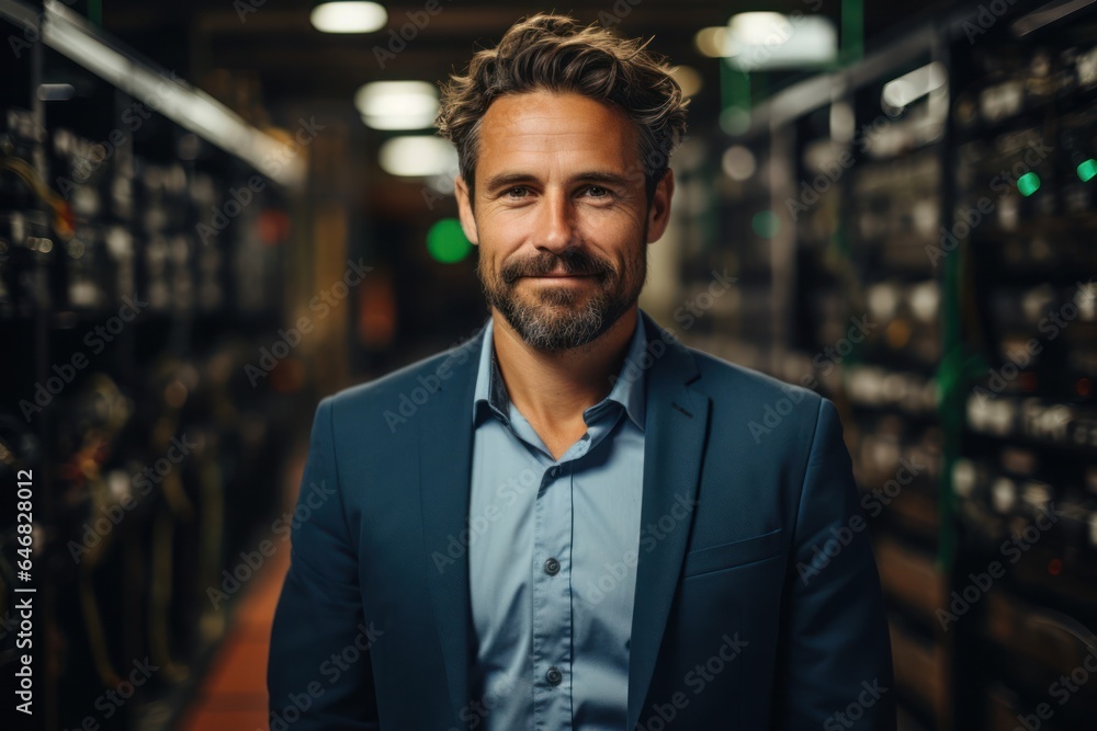 Aufkleber caucasian man data analyst backdrop scene handsome generative ai