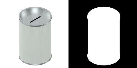 3D rendering illustration of a cylindrical money box