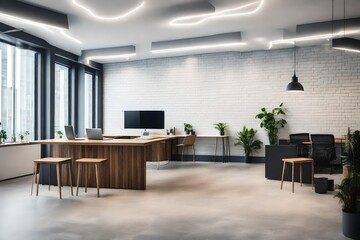 interior of modern office with stylish ceiling