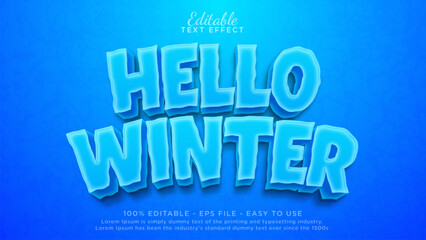 Hello winter editable text effect. Frosted ice text effect