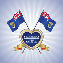 ST. Helena flag Happy National Day with Gold Heart