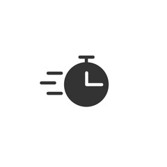 Clock or time flying icon isolated on white background. Timer sign. Flat time design concept