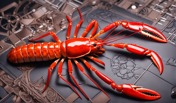 red lobster on a board sea seafood animal