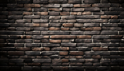 Dark colored brick wall texture and background design.