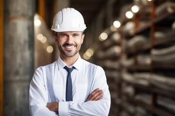 Caucasian Male Engineer Background Good Looking Generative AI