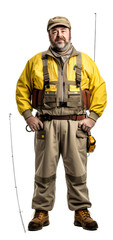Mechanic in work outfit  isolated on the transparent background PNG.