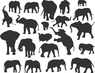 set of elephant silhouette