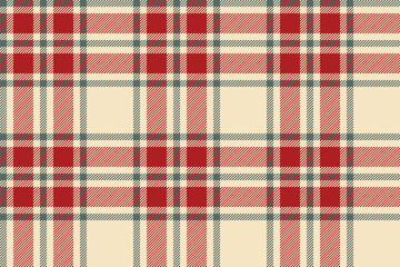 Plaid background, check seamless pattern in red. Vector fabric texture for textile print, wrapping paper, gift card or wallpaper.
