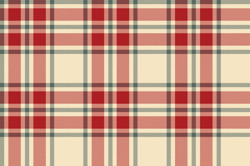 Plaid background, check seamless pattern in red. Vector fabric texture for textile print, wrapping paper, gift card or wallpaper.