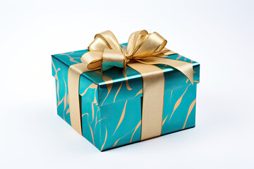 christmas gift box with golden ribbon