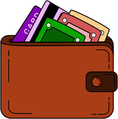 Money and Debit Card in Wallet Illustration