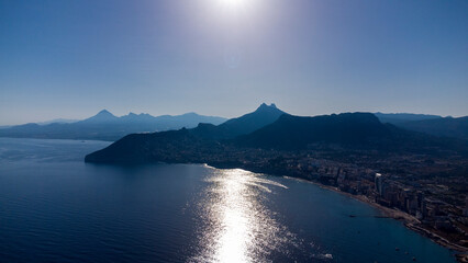 Drone view of the beach and port of Calpe in Alicante © Vctor