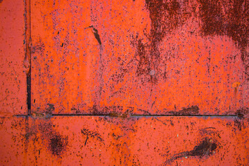 Old cracked paint in craquelure on a rusty metal surfaceGrunge rusted metal texture. Rusty corrosion and oxidized background. Worn metallic iron rusty metal background.	