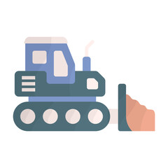 bulldozer pushing dirt concept, powerful dozer demolition  pushing machines vector icon design, Handyman Services symbol, House Repairing sign, Civil Engineering and Building Contractor illustration