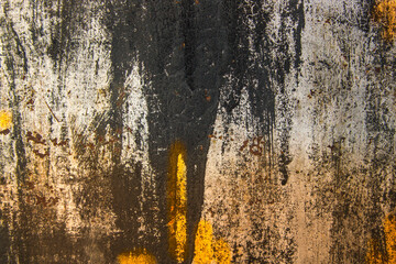 Old cracked paint in craquelure on a rusty metal surface Grunge rusted metal texture. Rusty corrosion and oxidized background. Worn metallic iron rusty metal background.