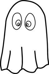 Retro Ghost Halloween t-shirt design. Cute cartoon. vintage vector illustration