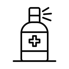 Cosmetic bottle, antiseptic or sanitizer spray outline vector icon. Nail polish remover or degreaser line icon. Linear style sign for mobile concept and web design. Manicure or pedicure treatment sign