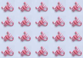 pink scorpions on white background pattern 