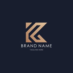 letter K logo monogram line design vector luxury golden style