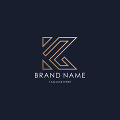 letter K logo monogram line design vector luxury golden style technical
