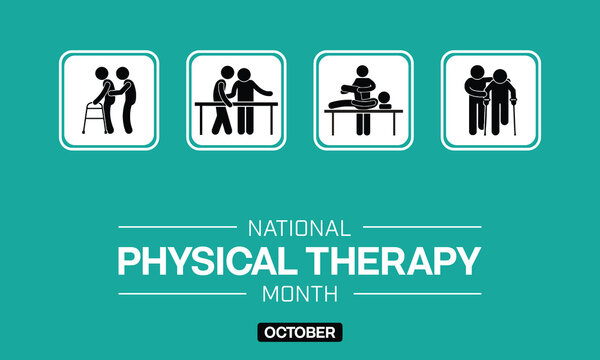 National Physical Therapy Month design with several types of physical exercise. Vector illustration