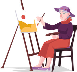 Adult woman painting