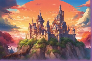 Fantasy fairytale anime castle