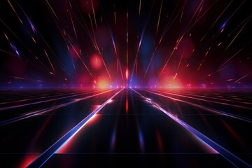 Colorful laser light glow in the dark room. Ai generated.