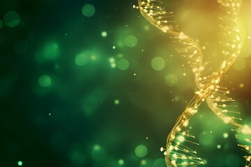 Biological background with DNA molecule on green background.